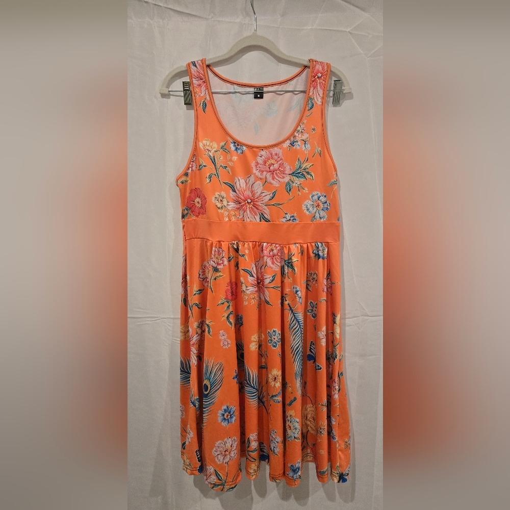 Orange Floral Sleeveless Sundress